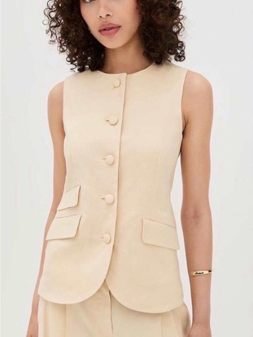 Rag&bone slade vest beige Sleeveless Button-Front Cream Vest